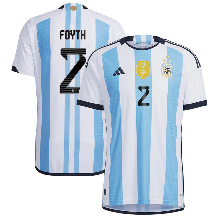 Argentina Champions Three Stars Juan Foyth 2 Men Home Jersey