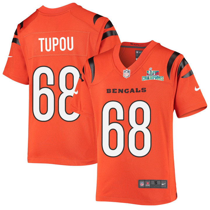 Josh Tupou 68 Cincinnati Bengals Super Bowl LVII Champions Youth Alternate Game Jersey - Black