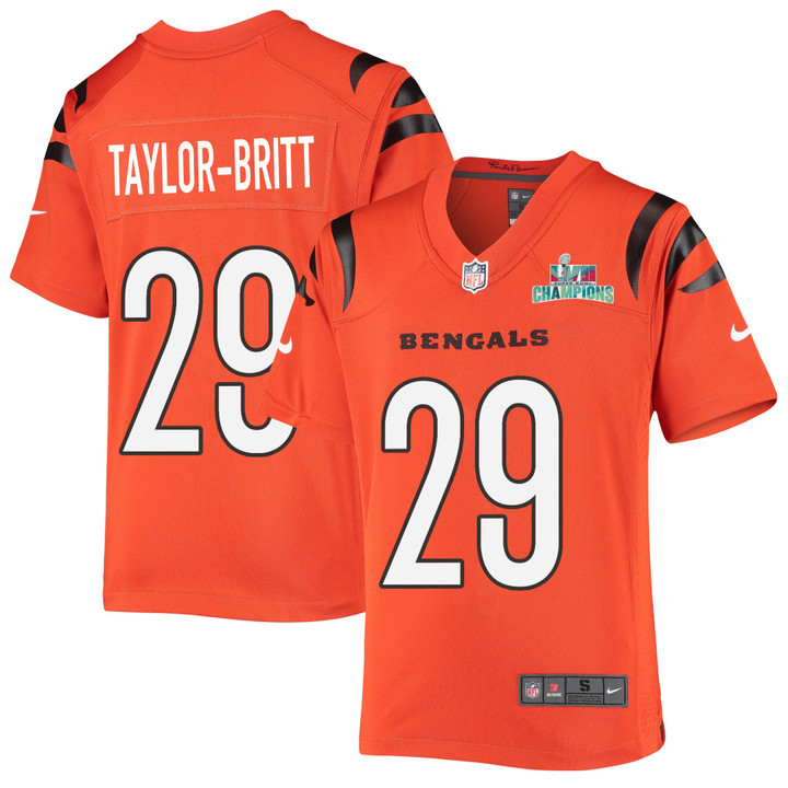 Cam Taylor-Britt 29 Cincinnati Bengals Super Bowl LVII Champions Youth Alternate Game Jersey - Black