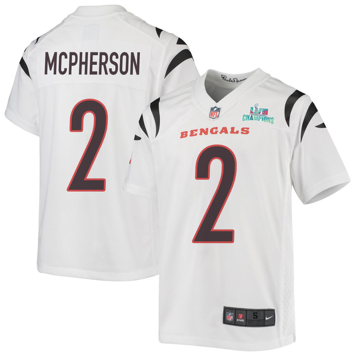 Evan McPherson 2 Cincinnati Bengals Super Bowl LVII Champions Youth Game Jersey - White