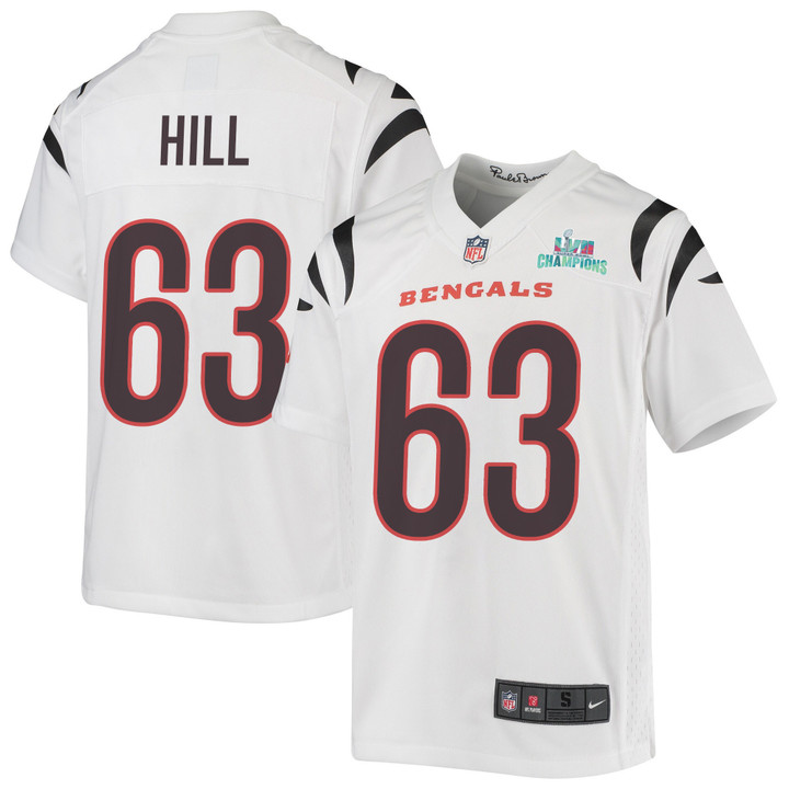Trey Hill 63 Cincinnati Bengals Super Bowl LVII Champions Youth Game Jersey - White