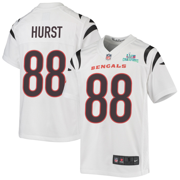 Hayden Hurst 88 Cincinnati Bengals Super Bowl LVII Champions Youth Game Jersey - White