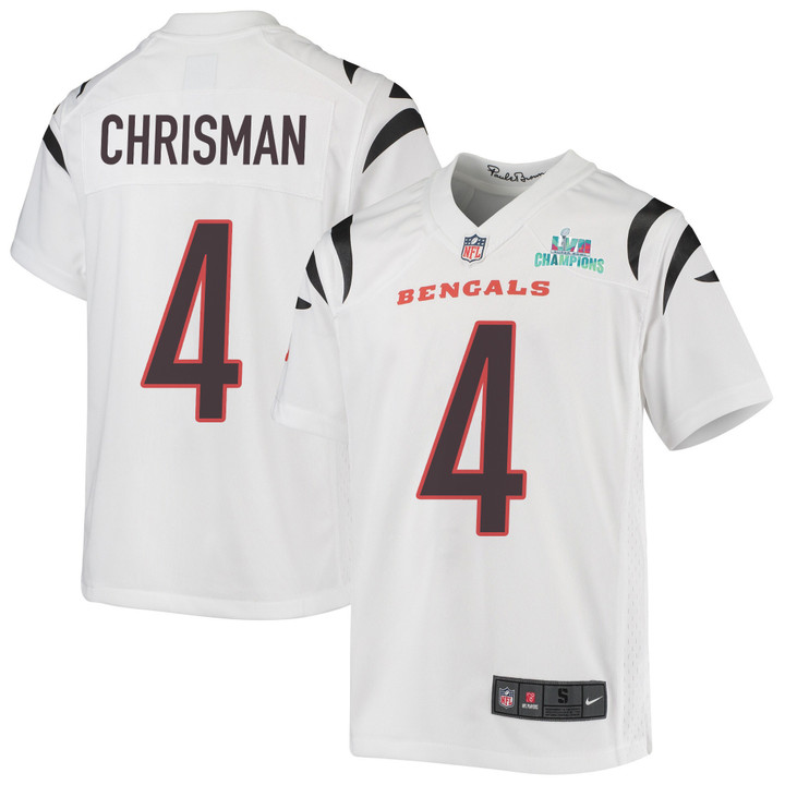 Drue Chrisman 4 Cincinnati Bengals Super Bowl LVII Champions Youth Game Jersey - White