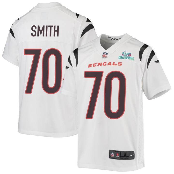 D'Ante Smith 70 Cincinnati Bengals Super Bowl LVII Champions Youth Game Jersey - White