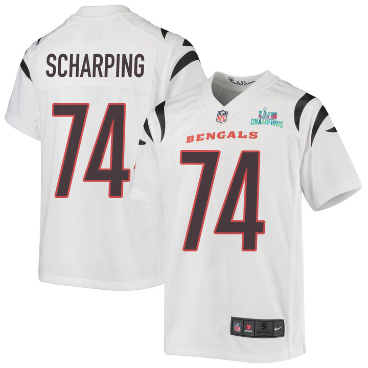 Max Scharping 74 Cincinnati Bengals Super Bowl LVII Champions Youth Game Jersey - White