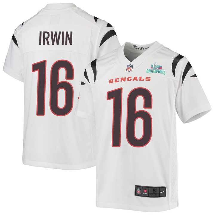 Trenton Irwin 16 Cincinnati Bengals Super Bowl LVII Champions Youth Game Jersey - White