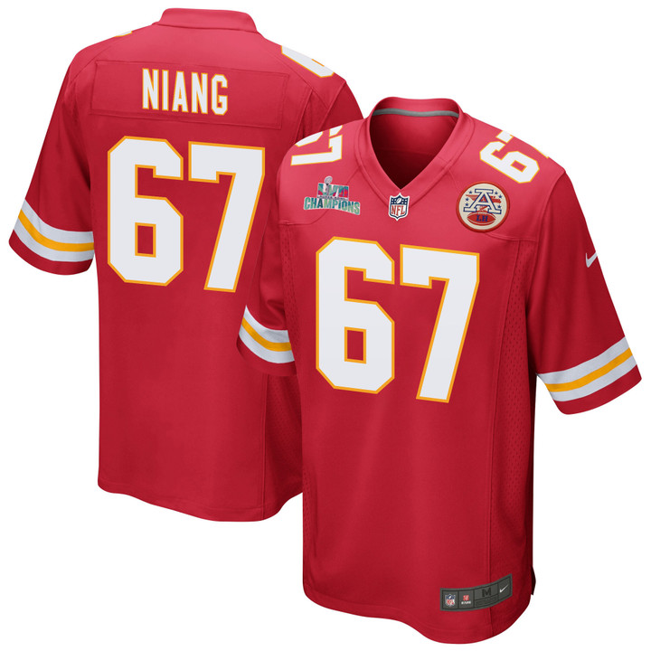 Lucas Niang 67 Kansas City Chiefs Super Bowl LVII Champions Men Game Jersey - Red