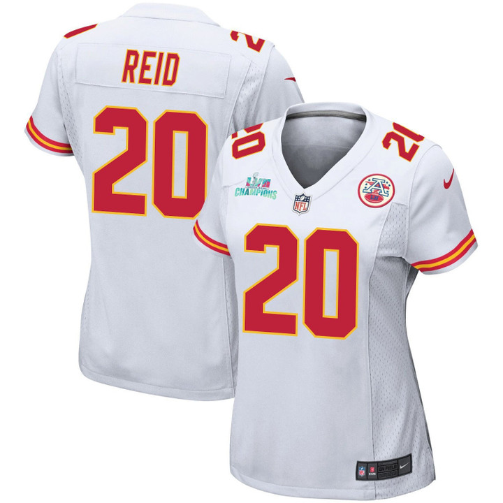 Justin Reid 20 Kansas City Chiefs Super Bowl LVII Champions Women Game Jersey - White
