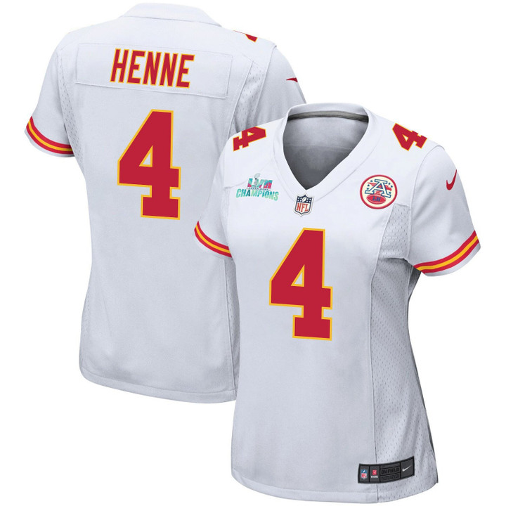 Chad Henne 4 Kansas City Chiefs Super Bowl LVII Champions Women Game Jersey - White