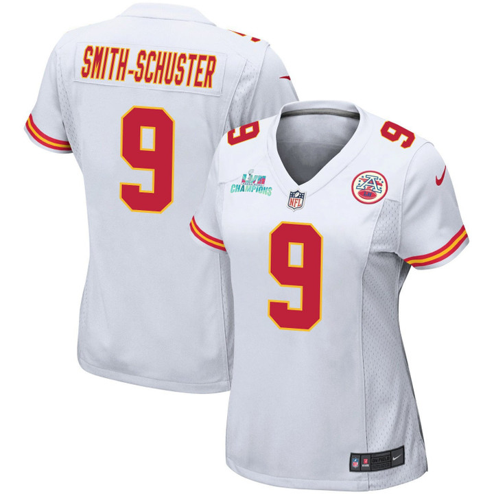 JuJu Smith-Schuster 9 Kansas City Chiefs Super Bowl LVII Champions Women Game Jersey - White