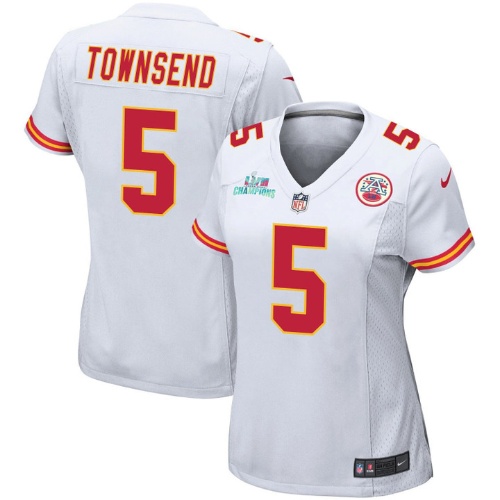 Tommy Townsend 5 Kansas City Chiefs Super Bowl LVII Champions Women Game Jersey - White