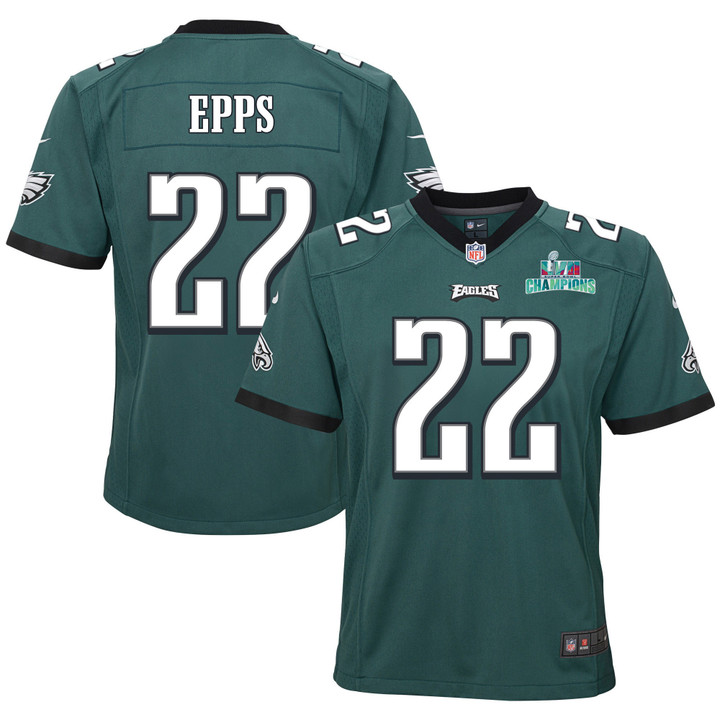Marcus Epps 22 Philadelphia Eagles Super Bowl LVII Champions Youth Game Jersey - Midnight Green