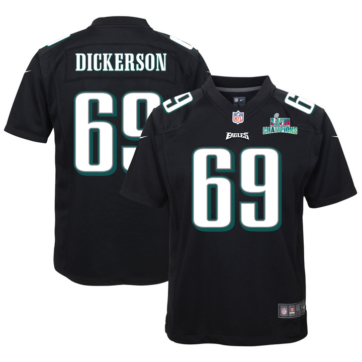 Landon Dickerson 69 Philadelphia Eagles Super Bowl LVII Champions Youth Game Jersey - Black