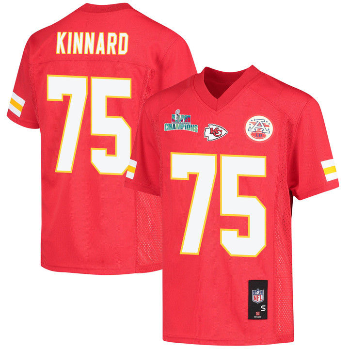 Darian Kinnard 75 Kansas City Chiefs Super Bowl LVII Champions Youth Game Jersey - Red