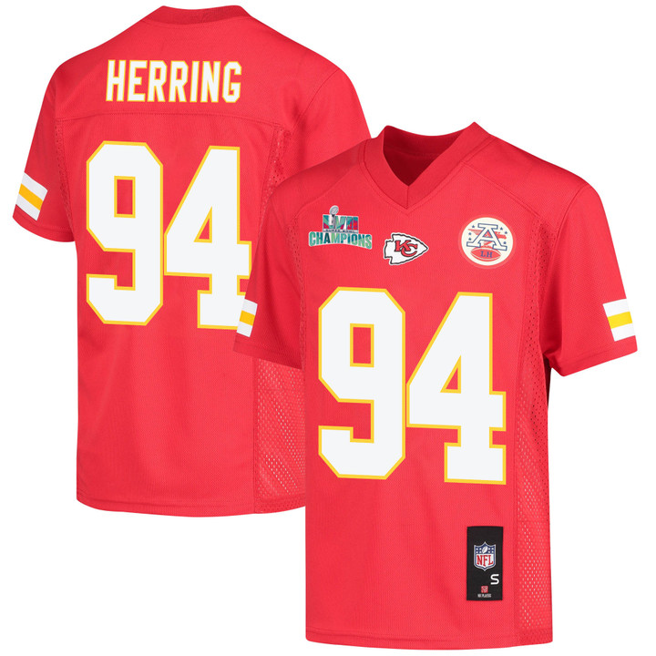 Malik Herring 94 Kansas City Chiefs Super Bowl LVII Champions Youth Game Jersey - Red