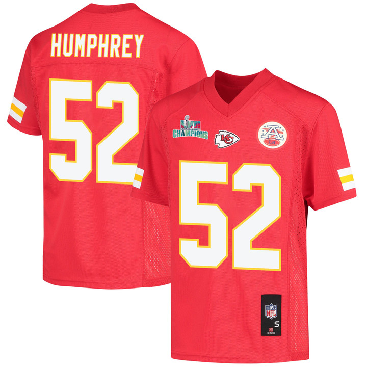 Creed Humphrey 52 Kansas City Chiefs Super Bowl LVII Champions Youth Game Jersey - Red