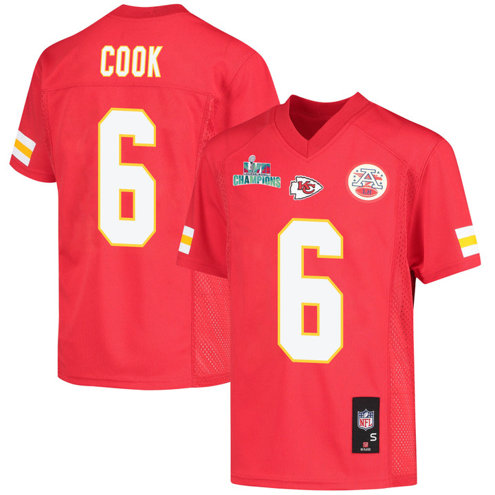 Bryan Cook 6 Kansas City Chiefs Super Bowl LVII Champions Youth Game Jersey - Red