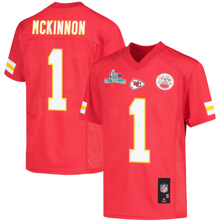 Jerick McKinnon 1 Kansas City Chiefs Super Bowl LVII Champions Youth Game Jersey - Red