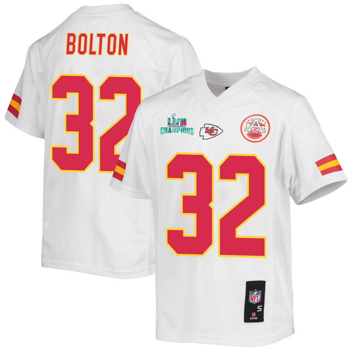 Nick Bolton 32 Kansas City Chiefs Super Bowl LVII Champions Youth Game Jersey - White