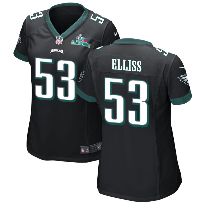 Christian Elliss 53 Philadelphia Eagles Super Bowl LVII Champions Women Game Jersey - Black