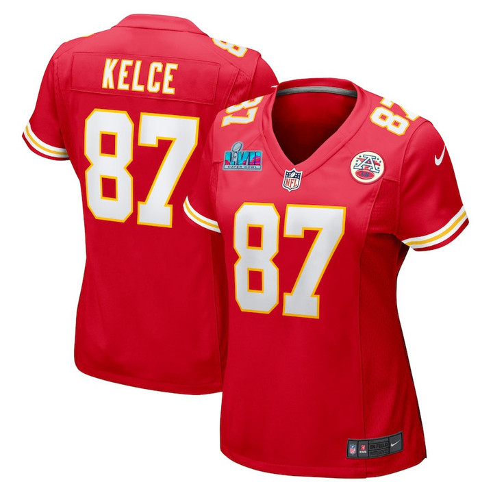 Travis Kelce 87 Kansas City Chiefs Women Super Bowl LVII Patch Game Jersey - Red