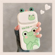 Cute Frog Cartoon Makeup Mirror Camera Lens Stand Phone Case