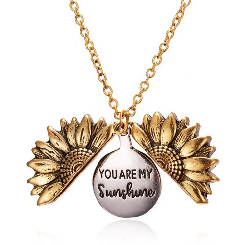 You are my sunshine Vintage Creative Sunflower pendant Double-layer