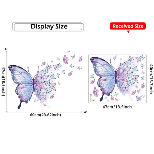 Purple Butterfly Wall Stickers for Bedroom Living Room Decoration Girls Room Wall Decals Daughter Room Wallpaper PVC Murals