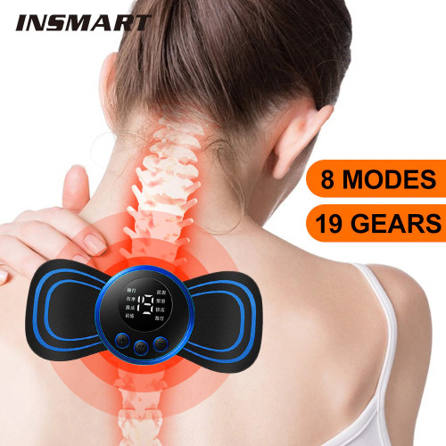 EMS Neck Massager Mini Cervical Back Muscle Pain Relief Patch Massageador Stimulator Mat Portable Leg Body Health Gadget