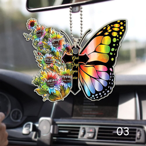 Butterfly Cross Hanging Decoration For Car Sunflower