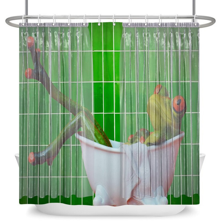 Cute Cartoon Frog Shower Curtain