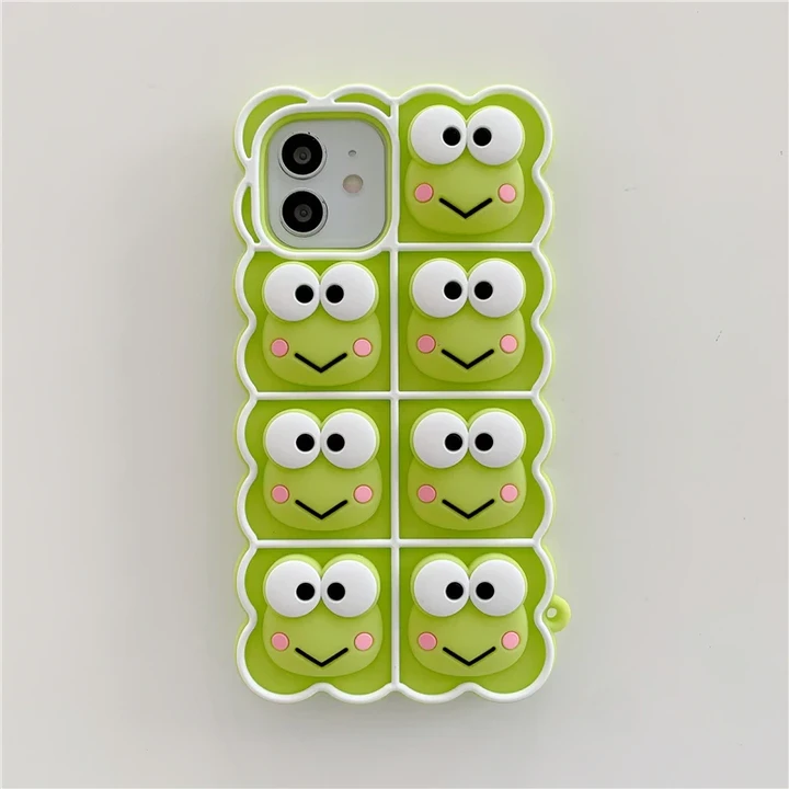 Super cute smiley frog silicone phone case for iphone 13 Pro 12 11Pro Max Xs Xr 7 8 Plus X Se bubble finger game cover for kids