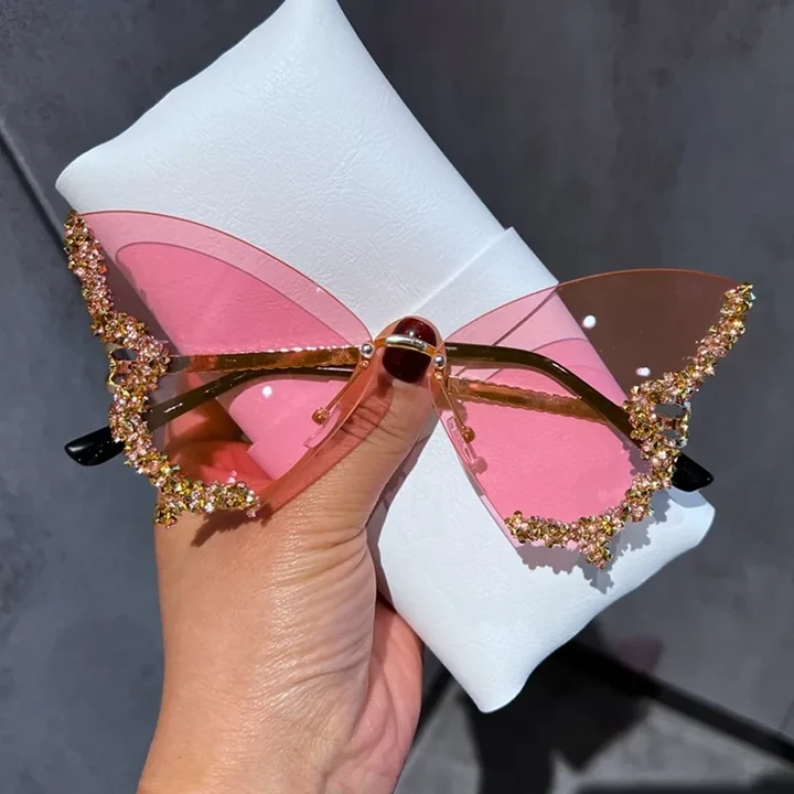 Vintage Luxury Diamond Butterfly Sunglasses for Women