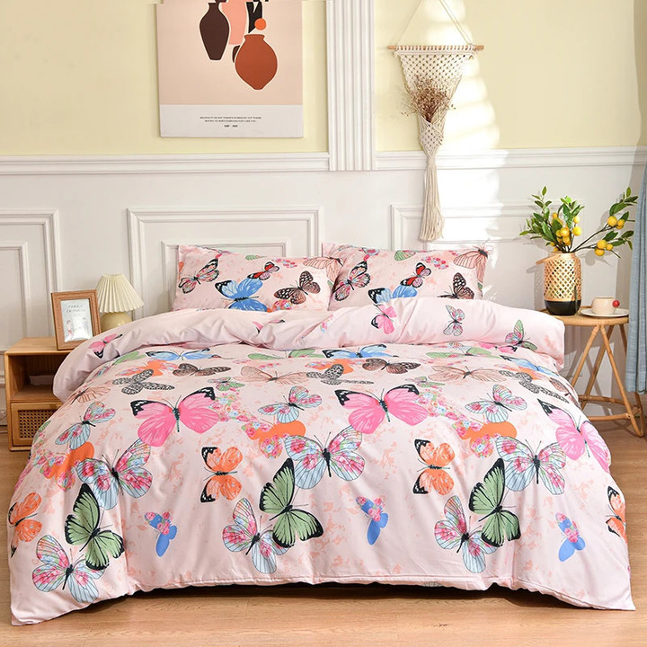 Butterfly Pattern Duvet Cover with Pillowcase