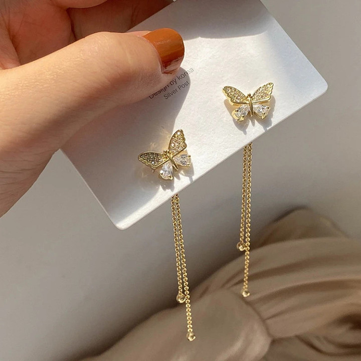 Fashion Butterfly Tassel Drop Earrings For Women