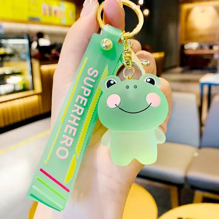 Cartoon Crystal Bear Key Chain Transparent Keyfob Cute Frog