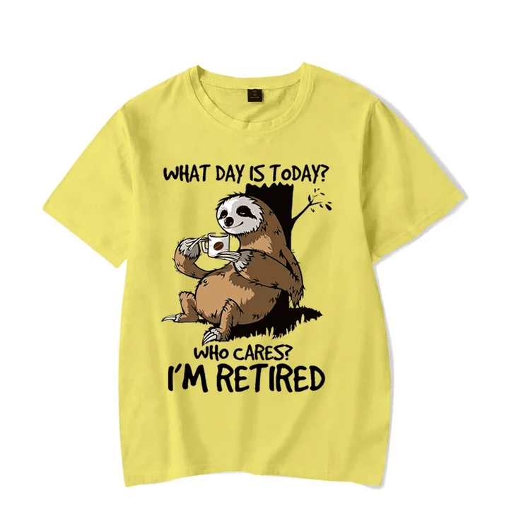 Sloth Who Cares I'm Retired Graphic TShirt