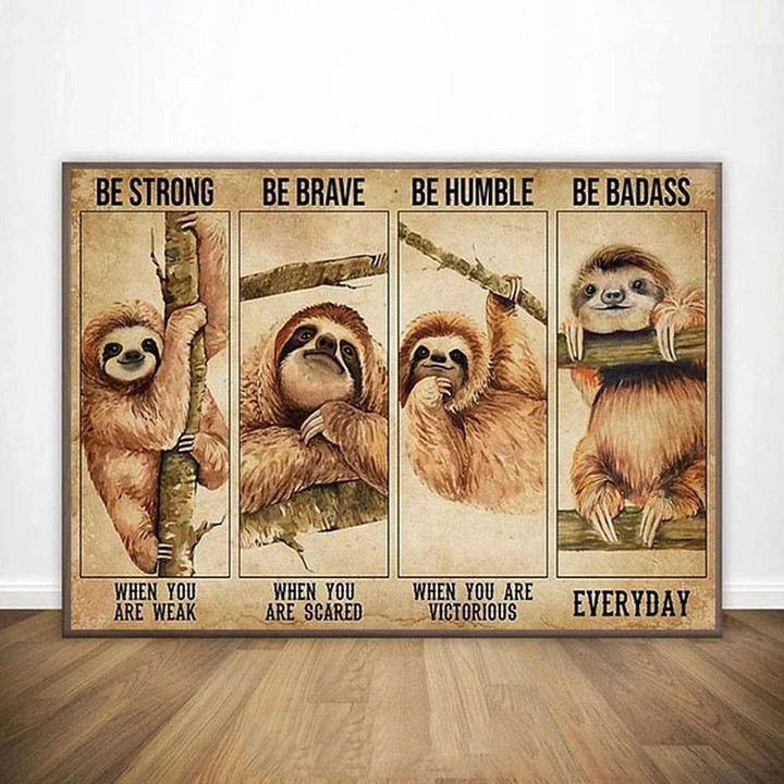 Funny Animal Sloth Canvas Painting