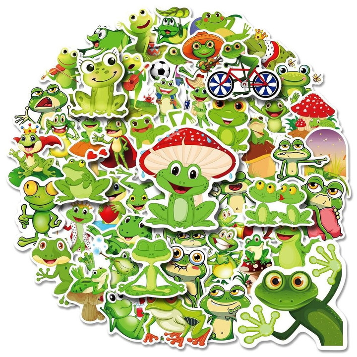 10/50Pcs Cute Frog Cartoon Stickers