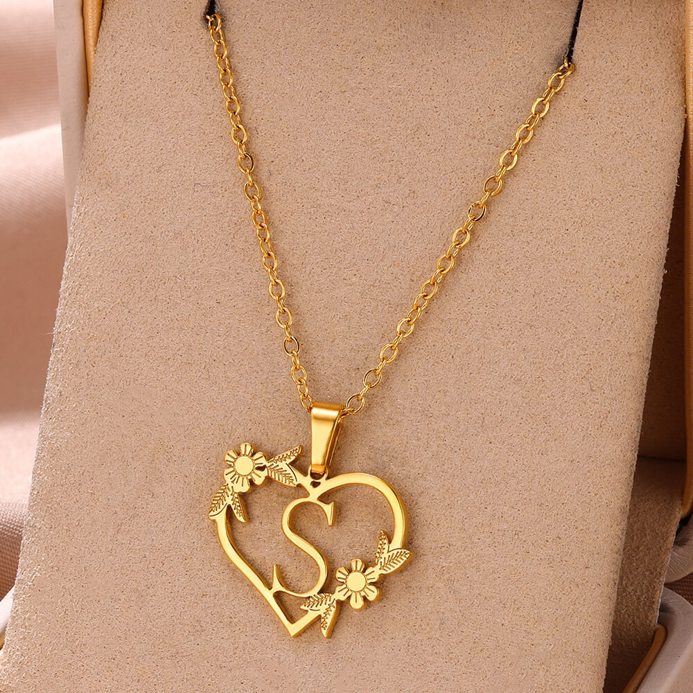 Gold Color Dainty Flower Butterfly Heart Alphabet A to Z Jewelry