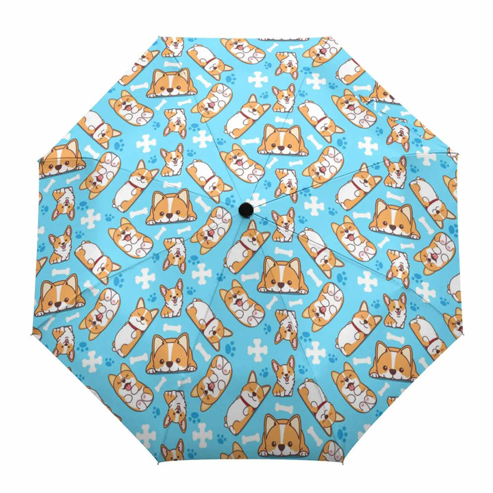 Corgi Animal Pet Green Print Women Men Rain Umbrella