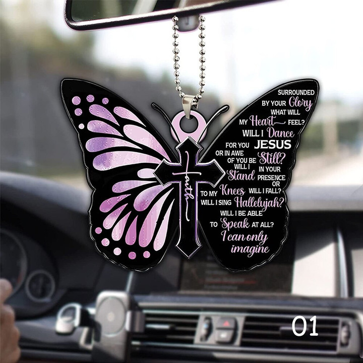 Butterfly Cross Hanging Decoration For Car Sunflower