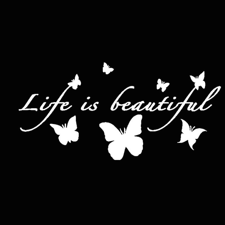 Life Is Beautiful Butterfly Nice Design Car Stickers 18CM*8.7