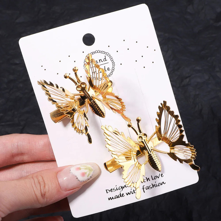 Metal Gold Hollow Butterfly Hairpins For Women