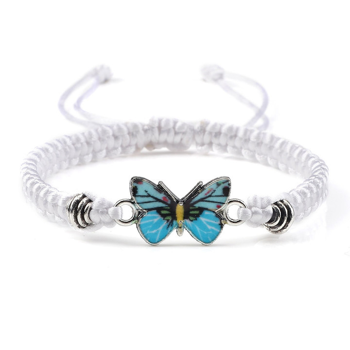 Blue Butterfly Handmade Braided String Bracelet For Women