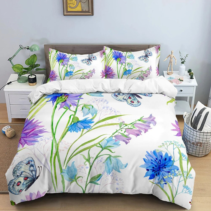Butterfly Bedding Set 3D Flower Duvet Cover Quilt Cover