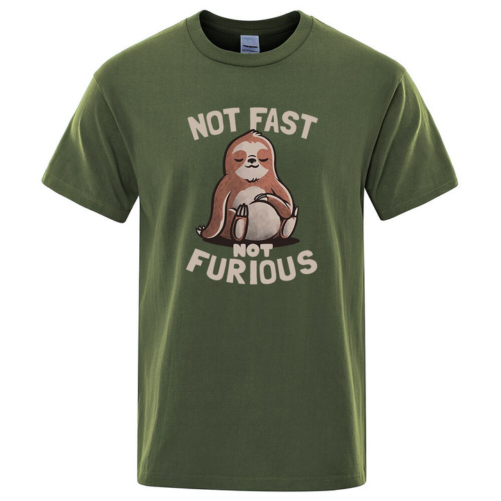 Not Fast Not Furious Kawaii Sloth Print Clothing