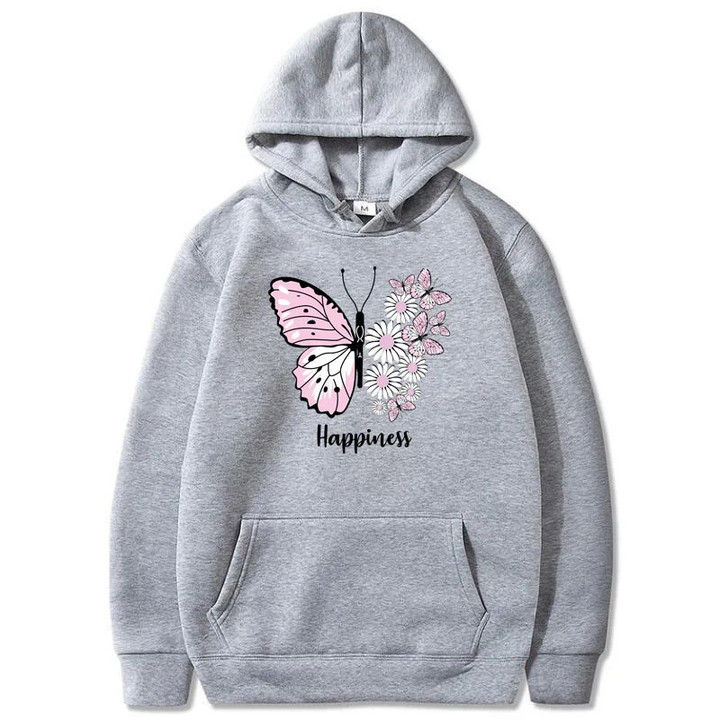Men's and Women's Unisex Butterfly Print Pullover Casual Hoodie