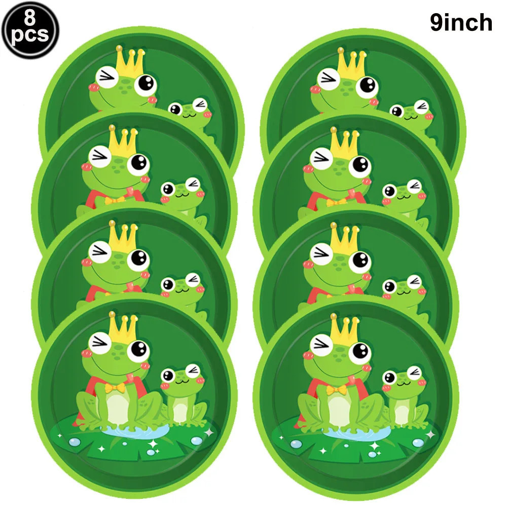 Frog Birthday Party Supplies Disposable Tableware Frog Plates Napkins Cups Latex Foil Balloon