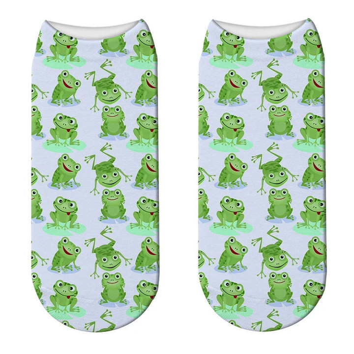 Cute Cartoon Frog Women Short Socks